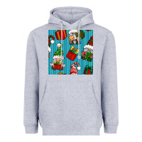 Heather Grey christmas gnomes and gift box seamless pattern Heavyweight Hoodie - BundleAndBundleShop