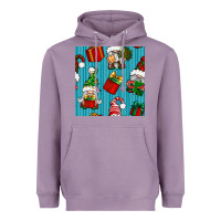 Lavender christmas gnomes and gift box seamless pattern Heavyweight Hoodie - BundleAndBundleShop