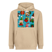 Mushroom christmas gnomes and gift box seamless pattern Heavyweight Hoodie - BundleAndBundleShop