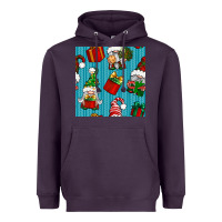 Plum christmas gnomes and gift box seamless pattern Heavyweight Hoodie - BundleAndBundleShop
