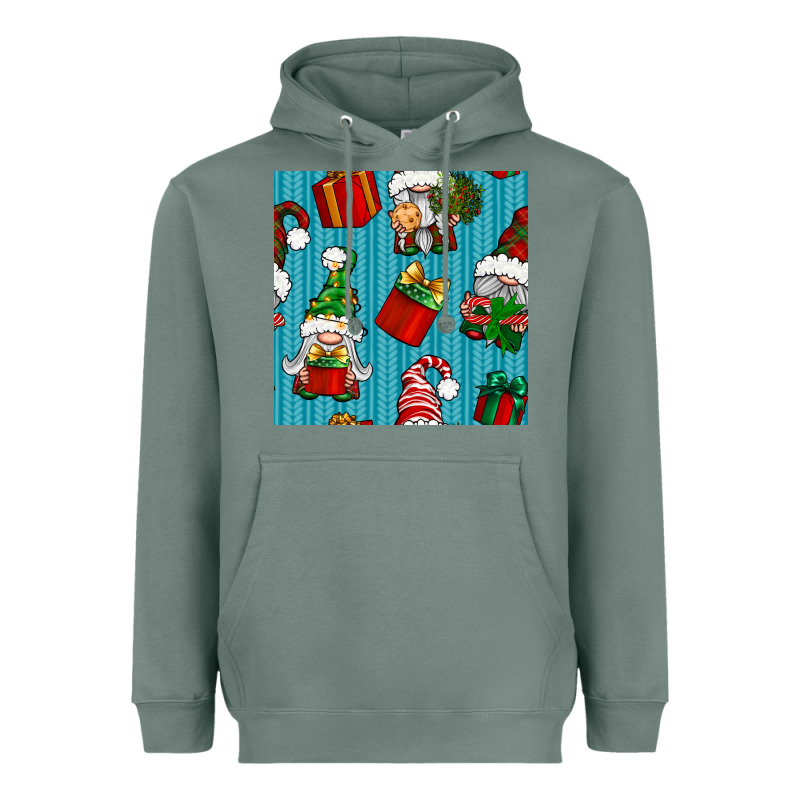 Christmas Gnomes And Gift Box Seamless Pattern Heavyweight Hoodie by BundleAndBundleShop | Teevron