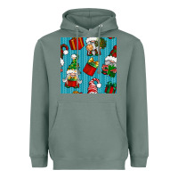 Sage christmas gnomes and gift box seamless pattern Heavyweight Hoodie - BundleAndBundleShop