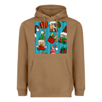 Toasted Coconut christmas gnomes and gift box seamless pattern Heavyweight Hoodie - BundleAndBundleShop