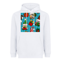 White christmas gnomes and gift box seamless pattern Heavyweight Hoodie - BundleAndBundleShop