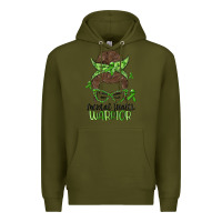 Army Green messy bun mental health warrior Premium Hoodie - MaliasSmallBusiness