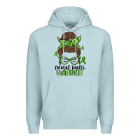 Blue Mist messy bun mental health warrior Premium Hoodie - MaliasSmallBusiness