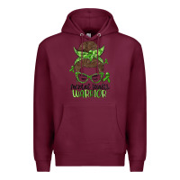 Burgundy messy bun mental health warrior Premium Hoodie - MaliasSmallBusiness