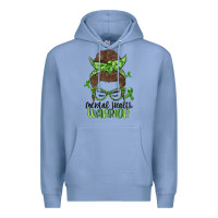 Colony Blue messy bun mental health warrior Premium Hoodie - MaliasSmallBusiness