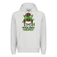 Dove Grey messy bun mental health warrior Premium Hoodie - MaliasSmallBusiness