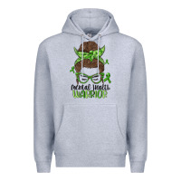 Heather Grey messy bun mental health warrior Premium Hoodie - MaliasSmallBusiness