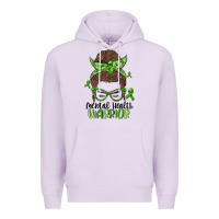 Lilac messy bun mental health warrior Premium Hoodie - MaliasSmallBusiness