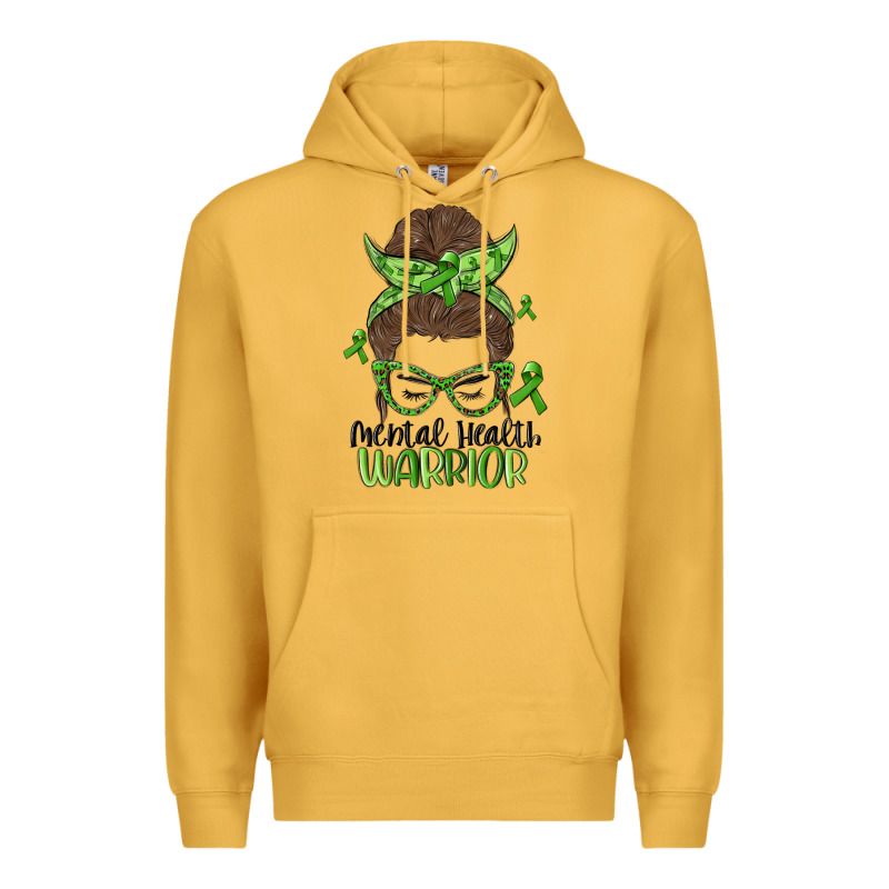 Messy Bun Mental Health Warrior Premium Hoodie by MaliasSmallBusiness | Teevron