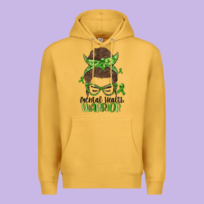 Messy Bun Mental Health Warrior Premium Hoodie Designed By Maliassmallbusiness
