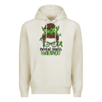 Oatmeal Heather messy bun mental health warrior Premium Hoodie - MaliasSmallBusiness