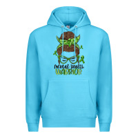 Ocean Blue messy bun mental health warrior Premium Hoodie - MaliasSmallBusiness