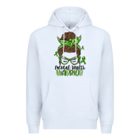 White messy bun mental health warrior Premium Hoodie - MaliasSmallBusiness