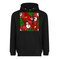 Black christmas snowman and trees seamless pattern Heavyweight Hoodie - BundleAndBundleShop
