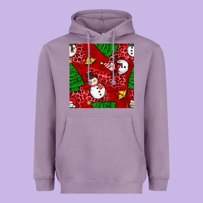 Christmas Snowman And Trees Seamless Pattern Heavyweight Hoodie Designed By Bundleandbundleshop
