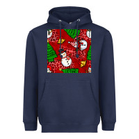 Navy christmas snowman and trees seamless pattern Heavyweight Hoodie - BundleAndBundleShop