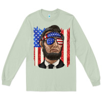 Matcha American flag with lincoln Long Sleeve Tee - texasbilliewilder