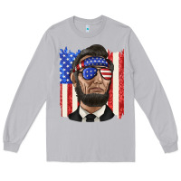 Moon Dust American flag with lincoln Long Sleeve Tee - texasbilliewilder
