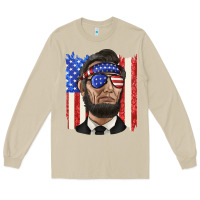 Mushroom American flag with lincoln Long Sleeve Tee - texasbilliewilder