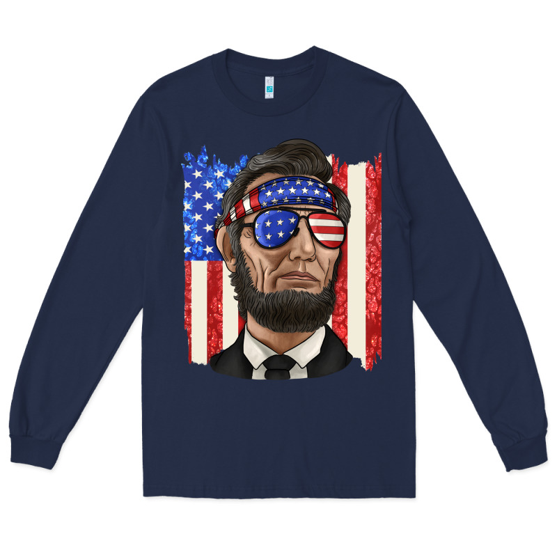 American Flag With Lincoln Long Sleeve Tee by texasbilliewilder | Teevron