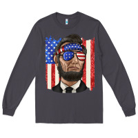 Smoke American flag with lincoln Long Sleeve Tee - texasbilliewilder
