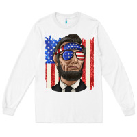 White American flag with lincoln Long Sleeve Tee - texasbilliewilder