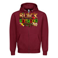 Burgundy Black Teacher magic juneteenth Zipper Hoodie - Zillion Design Studio