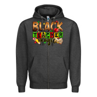 Charcoal Heather Black Teacher magic juneteenth Zipper Hoodie - Zillion Design Studio