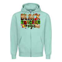 Seafoam Black Teacher magic juneteenth Zipper Hoodie - Zillion Design Studio