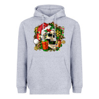 Heather Grey christmas skull and gift Heavyweight Hoodie - AdoDesignShop