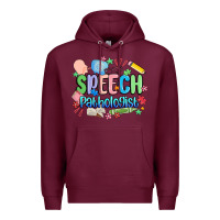 Burgundy speech pathologist Premium Hoodie - MaliasSmallBusiness