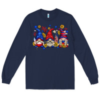 Navy American gnomes with sunflowers Long Sleeve Tee - texasbilliewilder