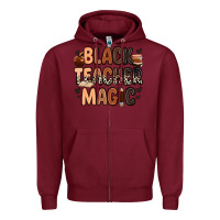 Burgundy Black Teacher magic juneteenth Zipper Hoodie - Zillion Design Studio