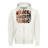 Oatmeal Heather Black Teacher magic juneteenth Zipper Hoodie - Zillion Design Studio