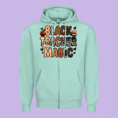 Black Teacher Magic Juneteenth Zipper Hoodie Designed By Zillion Design Studio