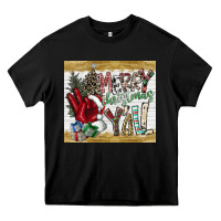 Black merry christmas y'all Heavy Core Tee - CowhideDigitalArt