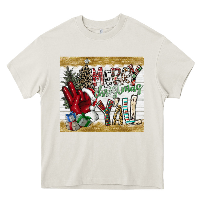 Merry Christmas Y'all Heavy Core Tee by CowhideDigitalArt | Teevron