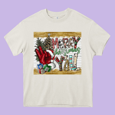 Merry Christmas Y'all Heavy Core Tee Designed By Cowhidedigitalart