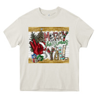 Cream merry christmas y'all Heavy Core Tee - CowhideDigitalArt