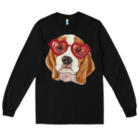 Black beagle with love glasses Long Sleeve Tee - RanaPortraitStore