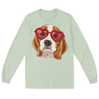 Matcha beagle with love glasses Long Sleeve Tee - RanaPortraitStore
