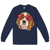 Navy beagle with love glasses Long Sleeve Tee - RanaPortraitStore