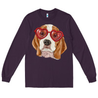 Plum beagle with love glasses Long Sleeve Tee - RanaPortraitStore
