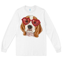 White beagle with love glasses Long Sleeve Tee - RanaPortraitStore