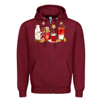 Burgundy santa fuel coffee cups Zipper Hoodie - texasbilliewilder