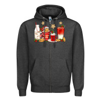 Charcoal Heather santa fuel coffee cups Zipper Hoodie - texasbilliewilder