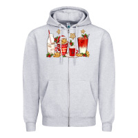 Heather Grey santa fuel coffee cups Zipper Hoodie - texasbilliewilder
